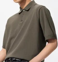 UNIQLO／ウォッシャブルニットポロセーター半袖／オリーブ色