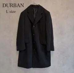 DURBAN ダーバン ロングコート L チャコールグレー ヘリンボーン ウール