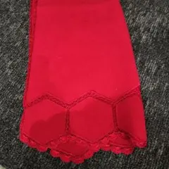 着物用赤いショール 六角形レースエッジ
