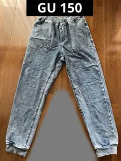 GU KIDインディゴカットソージョガーパンツ150[完売品] ウォッシュブルー