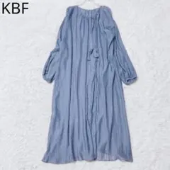 ケービーエフ　ロングワンピース　ガウン　ブルー　シフォン素材　シアー　レイヤード