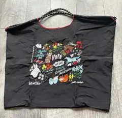 Ball & Chain 可愛い刺 繍 黒いエコ大サイズバッグ新品