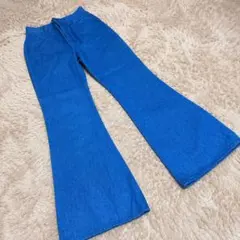 【未使用】MOUSSY フレアデニム パンツ ブルー Sのサムネイル