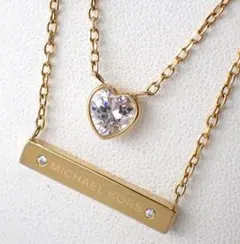 定価3.5万 美品 マイケルコース ネックレス ストーン付 バー ロゴ ゴールドのサムネイル