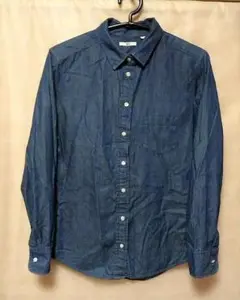 綺麗 ユニクロ UNIQLO 長袖 無地 デニム ダンガリー シャツ S
