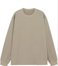 無地 クルーネック 長袖Tシャツ ベージュ シンプル カジュアル