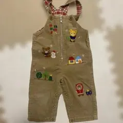 miki HOUSE 刺繍入りオーバーオール 80