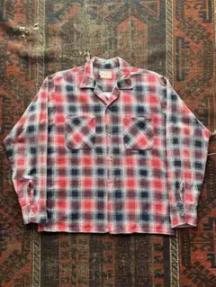 1960年代 60s プリントネルシャツ　オンブレ　シャドーチェック