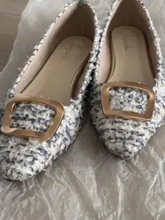 スクエアバックル　フラットパンプス　24.0センチ　Launa lea