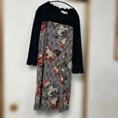 Super Beauty 花柄ひざ丈ワンピース 42 冬用　裏地付き
