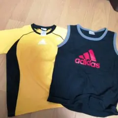 週末値下げ中　アディダス　130cm 黄色シャツ　黒タンクトップ　2枚セット