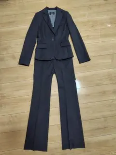 【美シルエット】Le souk ビジネススーツ上下 黒 ストライプ S〜M ​