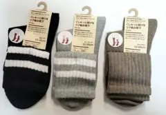無印足なり直角履き口やわらかくしゅっと履けるリブ編み靴下3足セット23-25cm
