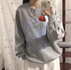 グレー チェック柄 スウェット トレーナー