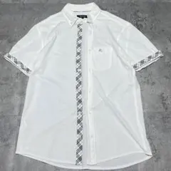 バーバリーブラックレーベル　刺繍ロゴ　チェック柄　ホワイト　半袖シャツ　2サイズ