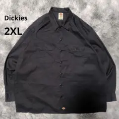Dickies 大きな2XLサイズ長袖ワークシャツ 黒色《US古着》