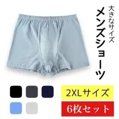 ニットトランクス メンズボクサーパンツ 綿無地 男性下着 前閉じ6枚セット2XL