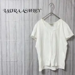 【ローラアシュレイ】 半袖 Tシャツ カットソー Vネック レース M 白のサムネイル