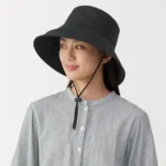 無印良品 ＵＶカット ヘンプコットン キャペリン ブラック