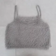 韓国y2k グレー ファー ベスト ビスチェ