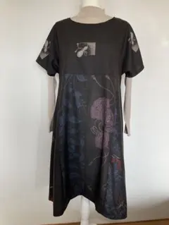 正絹　9マルキ入り本場大島紬他銘仙リメイク、ワンピース