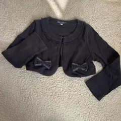 BeBe 黒 リボン付きカーディガン 120