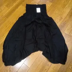 新品 サルエルパンツ ブラック レーヨン100% ウエストゴム　黒
