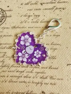 1724 シマエナガ　お花　パープル