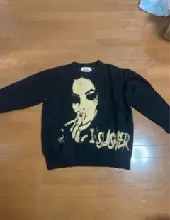 グラフィックプリント ニットセーター