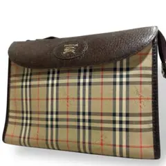 美品　バーバリー　クラッチバッグ　セカンドバッグ　ノバチェック　ホースロゴ