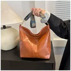 2way ヴィンテージ調 レザーバッグ 茶 刺繍ストラップ ショルダー バケット