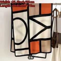 幾何学模様 ストール ベージュオレンジ 65x175cm