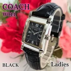 稼働品 COACH コーチ クォーツ レディース 腕時計 レクタンギュラー 黒 