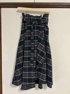 ラップスカート　ネイビー　チェック