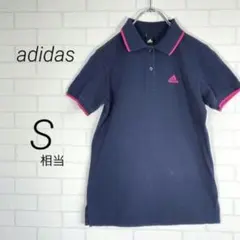 (r2888)アディダス【S相当】ポロシャツ スポーツウェア 半袖 綿100%