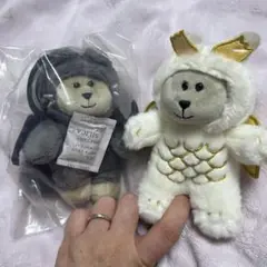 スタバぬいぐるみセット 白いドラゴンと灰色のクマ