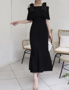 【値下】ROYALPARTY パールリボンオフショルマーメイドニットワンピース