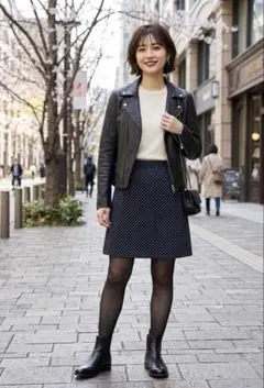 agnes b. アニエスベー ミニスカート ブラック 水玉 Aラインフランス製