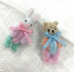 ＊はな様専用＊テディベア　くま　モールアート　ミニチュア　うさぎ