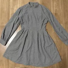 千鳥格子フレアワンピース　L