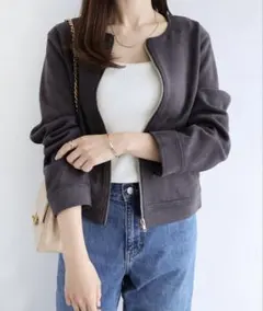 and Me ノーカラージャケット スミクロのサムネイル