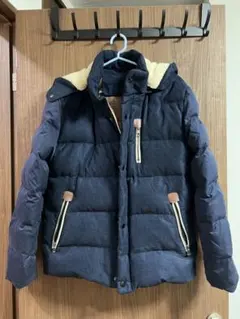 ネイビー ダウンジャケット フード付 レディース　フリーサイズ