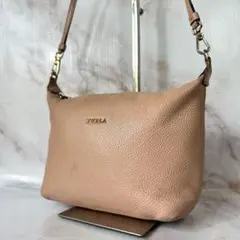 FURLA ソフィー レザー バッグ ピンク ゴールド金具 斜め掛け シボ革のサムネイル