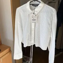 レース素材 ホワイト M 長袖シャツ新品タグ付き