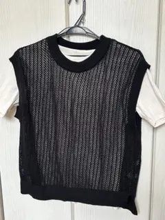 美品　メッシュニットベスト ブラックのサムネイル
