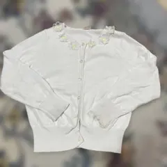 プティマイン　カーディガン　白　お花　120