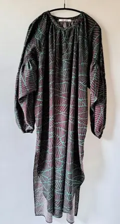 RADIATE ボタニカルデザイン 長袖ロングワンピース