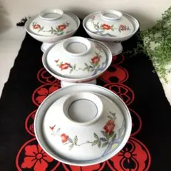 有田焼錦右衛門　高台 丼碗　飯碗 蓋付碗 4客