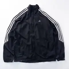 ビンテージ古着アディダス ジッパーフライ プリント ロゴ 黒 ラグランジャケット