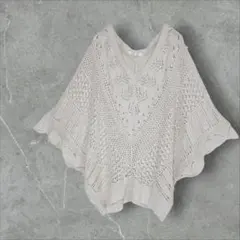 オリーブデオリーブ ニットポンチョ ベスト レース ベージュ